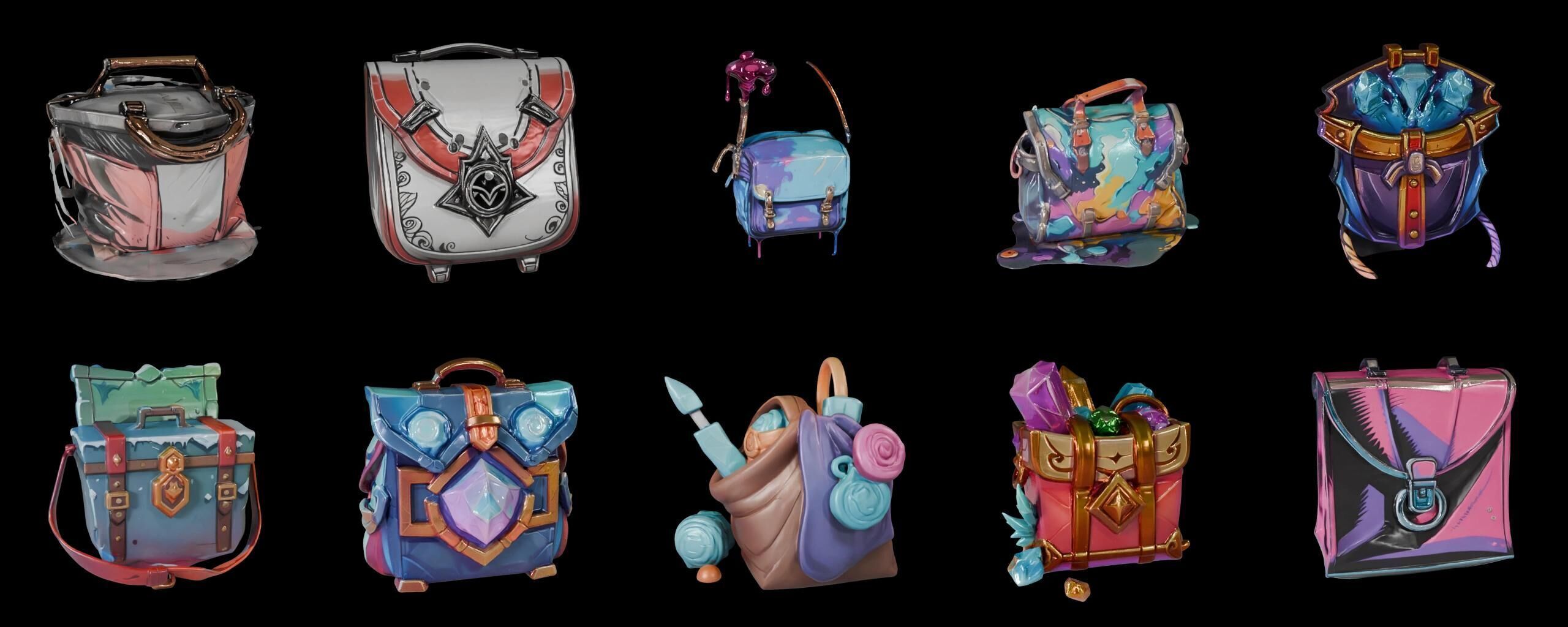 LootBag bundle 13 pack 100 fbx Low-poly 3D model_1