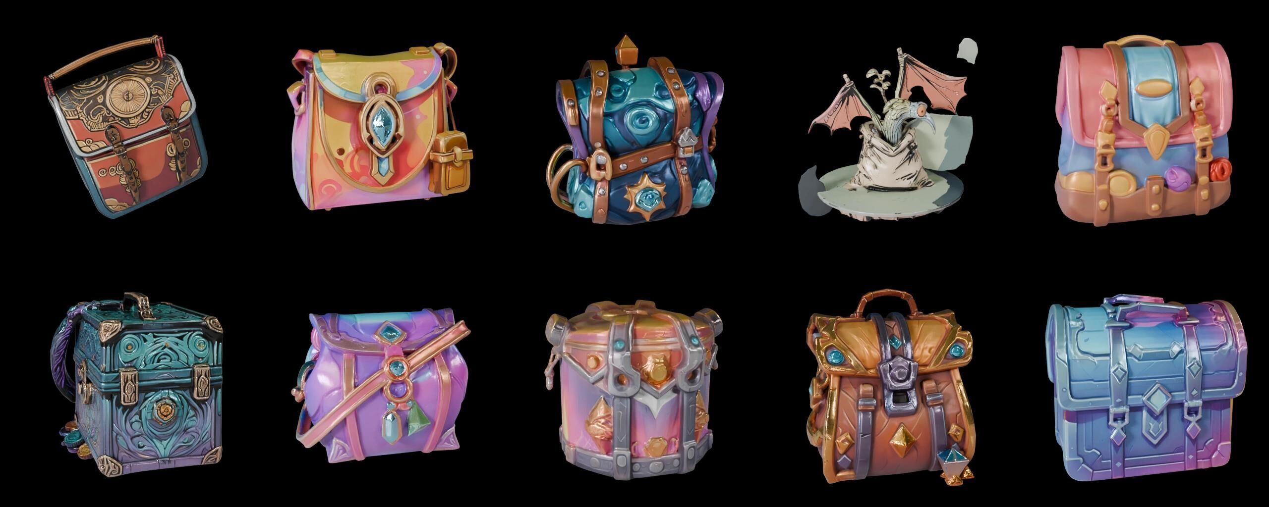 LootBag bundle 13 pack 100 fbx Low-poly 3D model_11