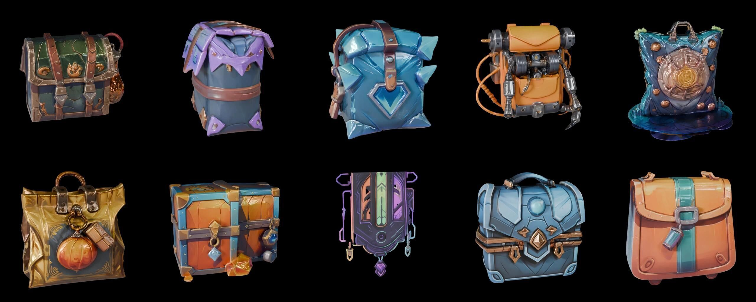 LootBag bundle 11 pack 100 fbx Low-poly 3D model_17