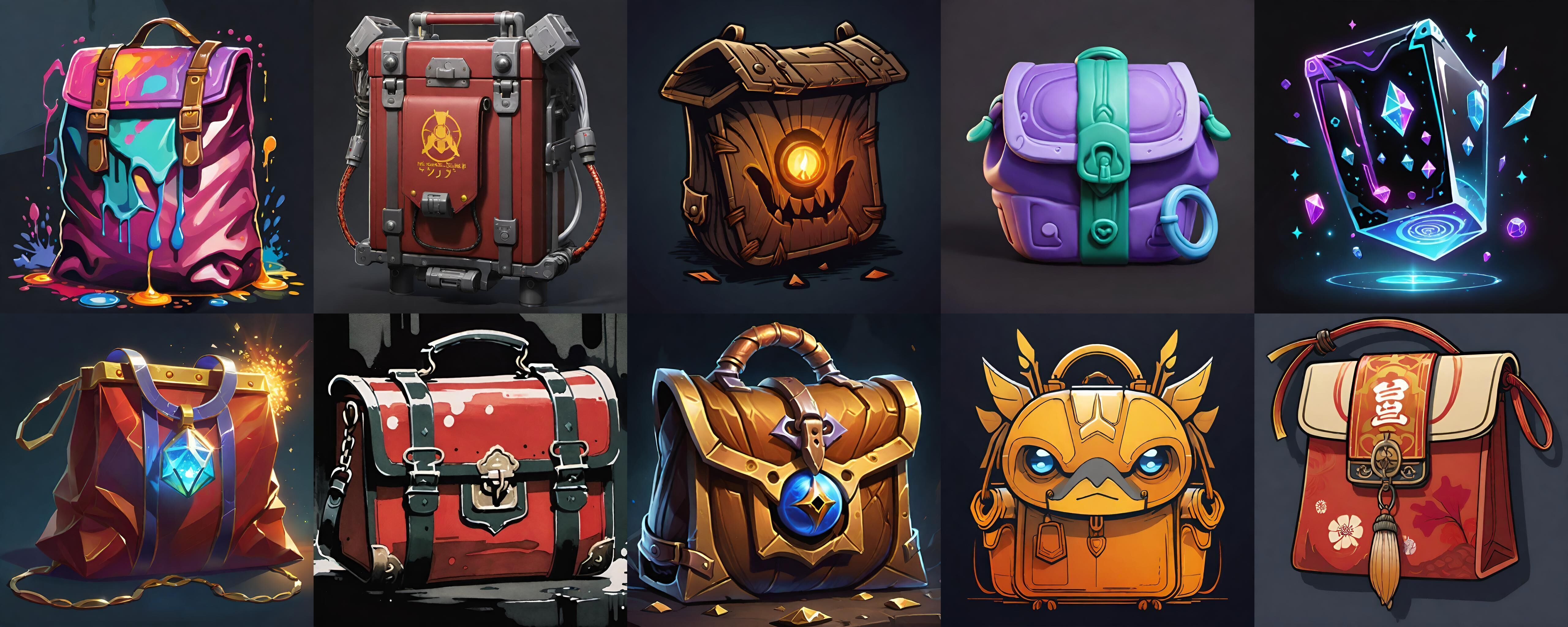 LootBag bundle 11 pack 100 fbx Low-poly 3D model_10
