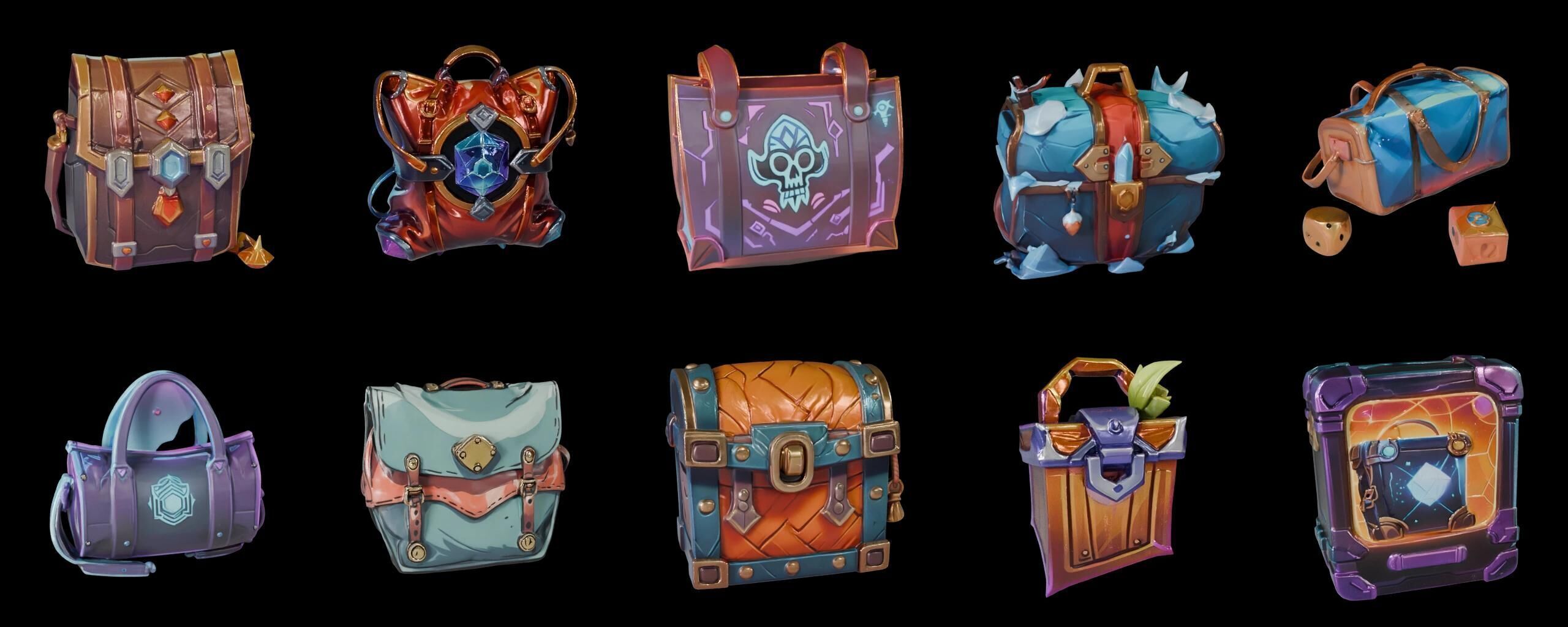 LootBag bundle 11 pack 100 fbx Low-poly 3D model_13