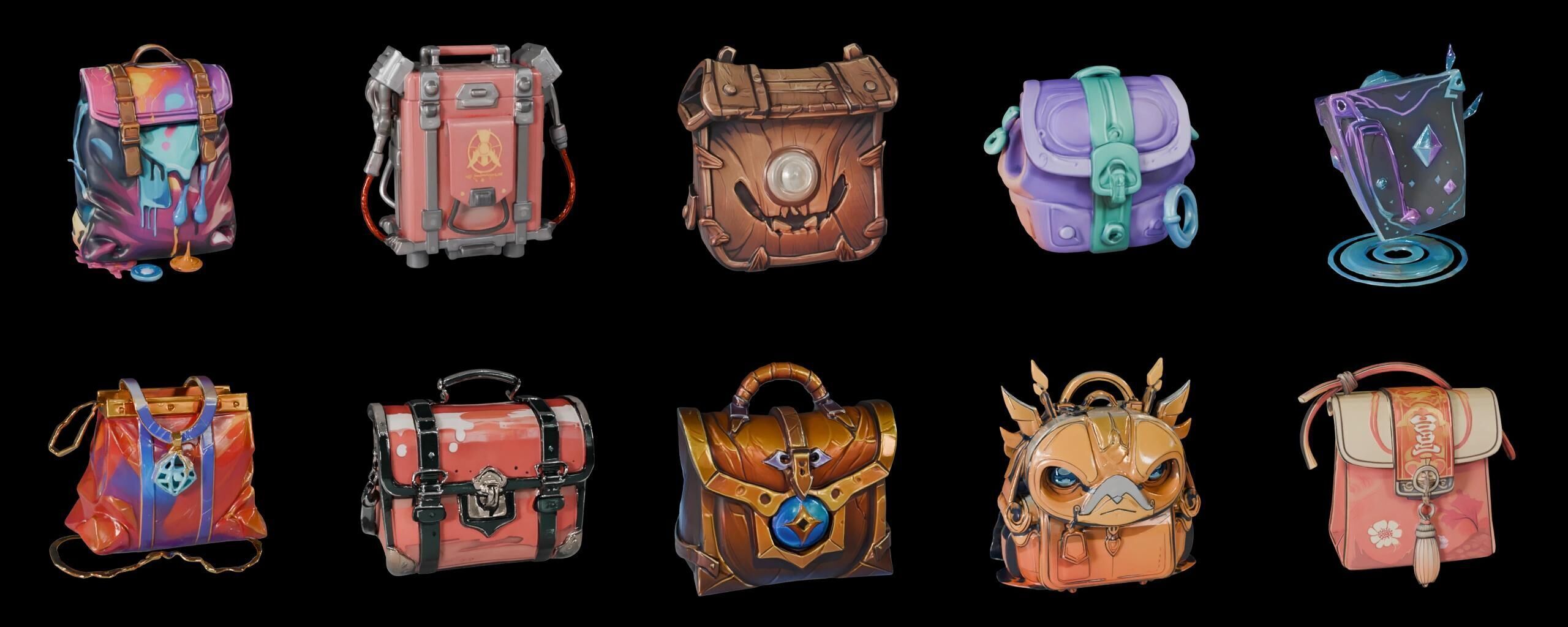 LootBag bundle 11 pack 100 fbx Low-poly 3D model_11