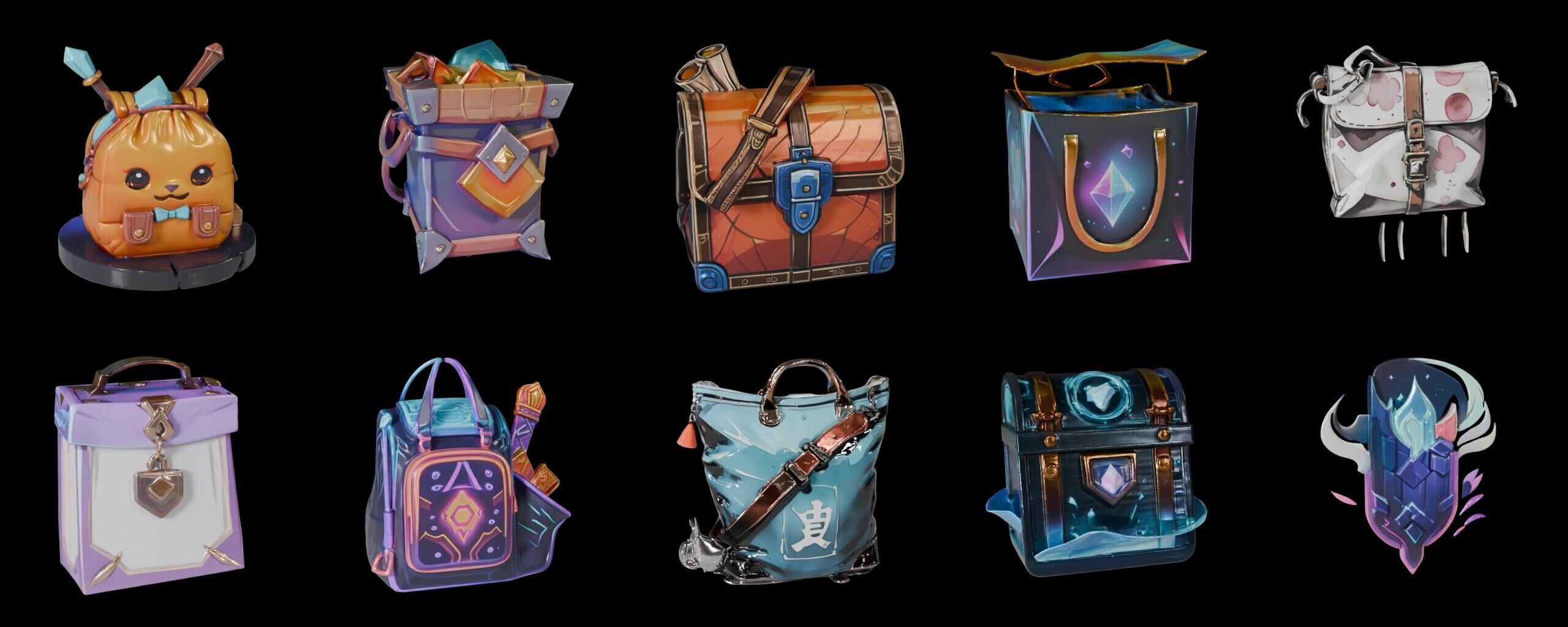 LootBag bundle 11 pack 100 fbx Low-poly 3D model_1