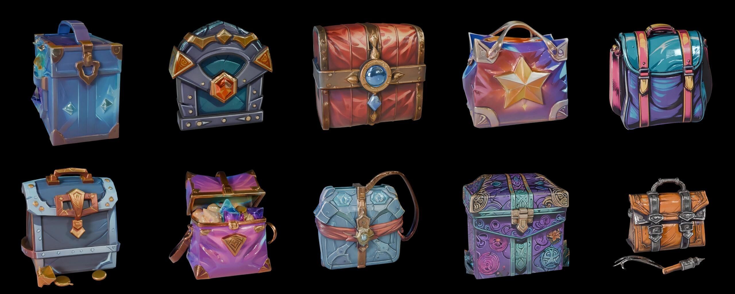 LootBag bundle 11 pack 100 fbx Low-poly 3D model_7