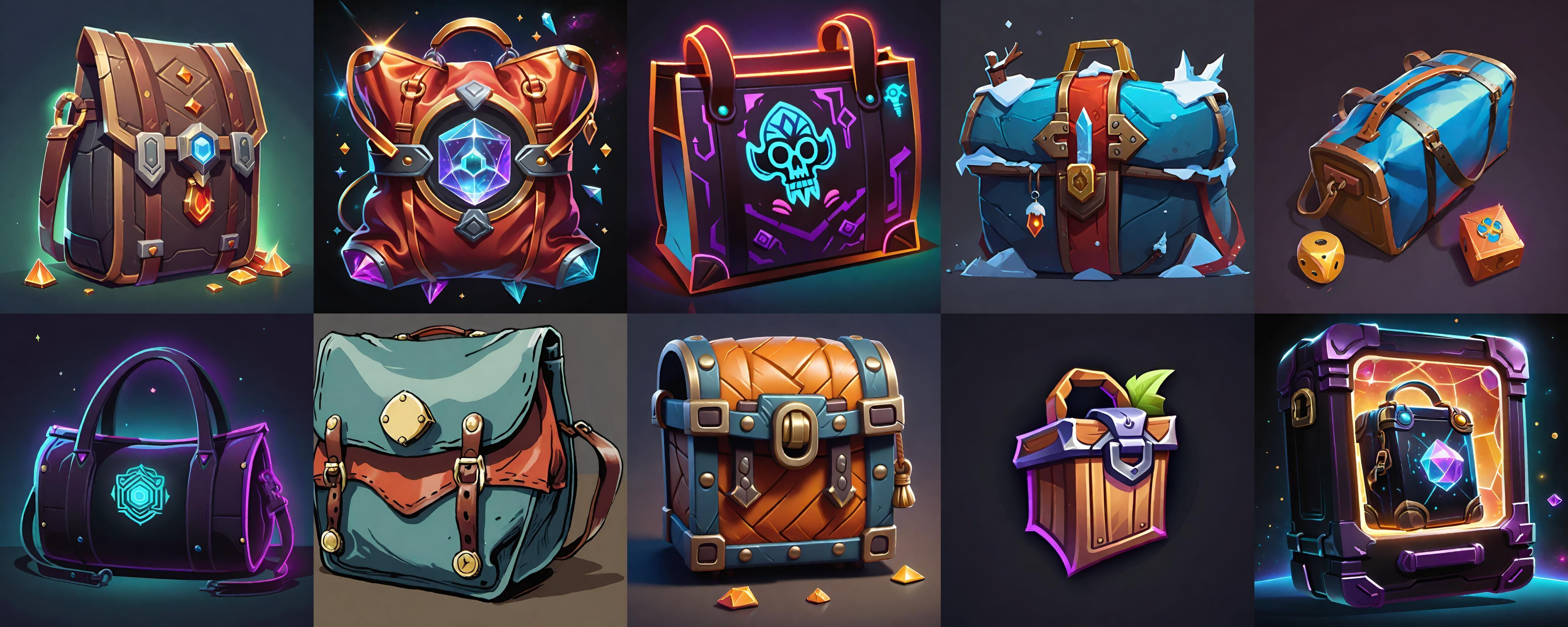 LootBag bundle 11 pack 100 fbx Low-poly 3D model_12