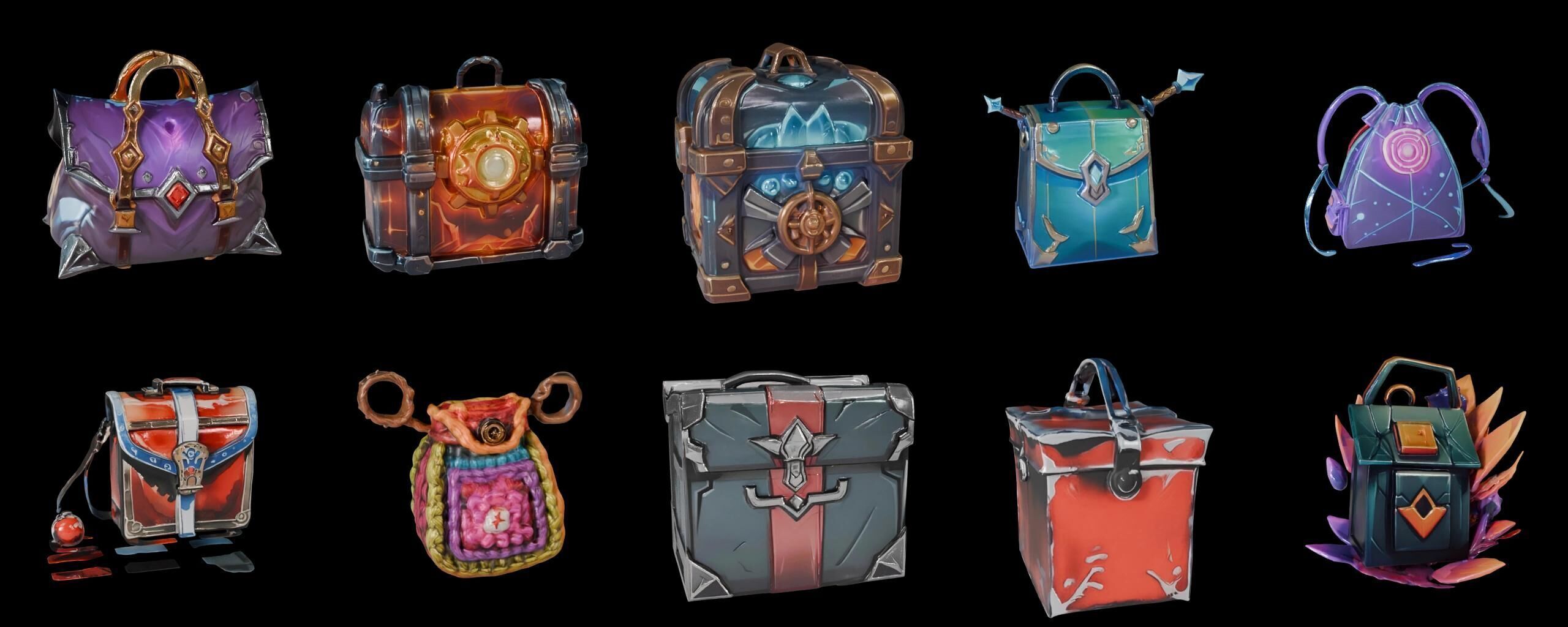 LootBag bundle 11 pack 100 fbx Low-poly 3D model_3