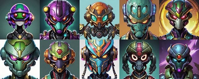 Helmet bundle 9 pack 100 obj Low-poly 3D model