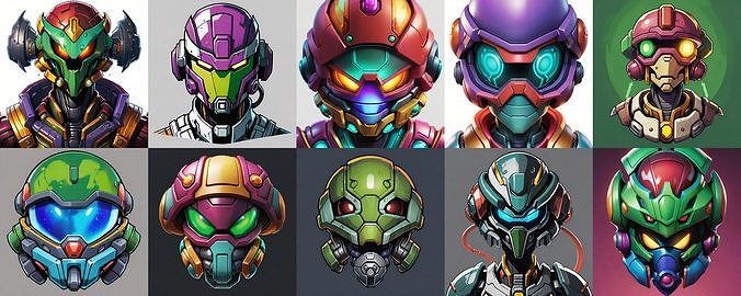 Helmet bundle 8 pack 100 obj Low-poly 3D model