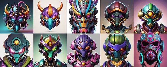 Helmet bundle 7 pack 100 obj Low-poly 3D model