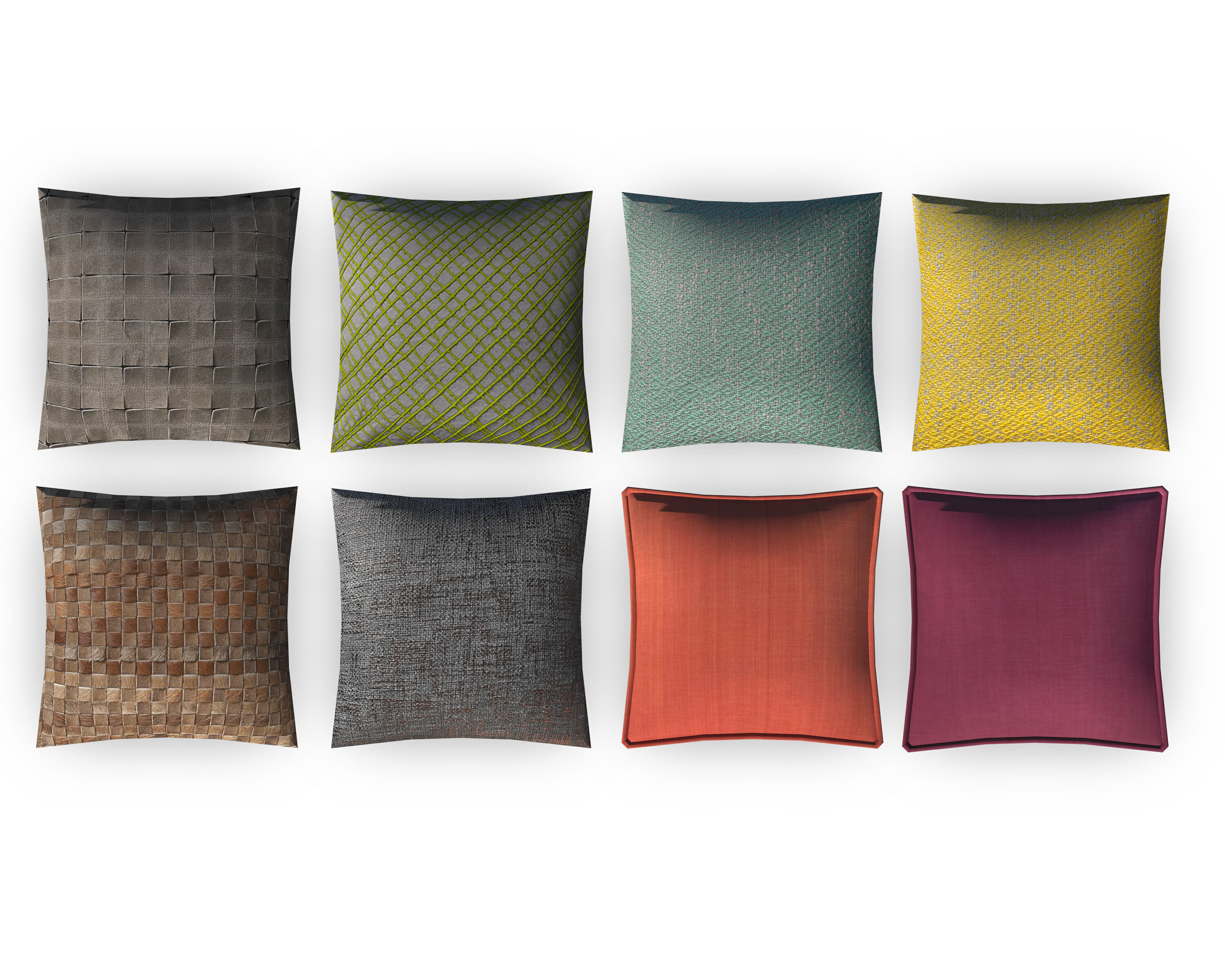 Fabric Pillow pack 8 Low-poly 3D model_2