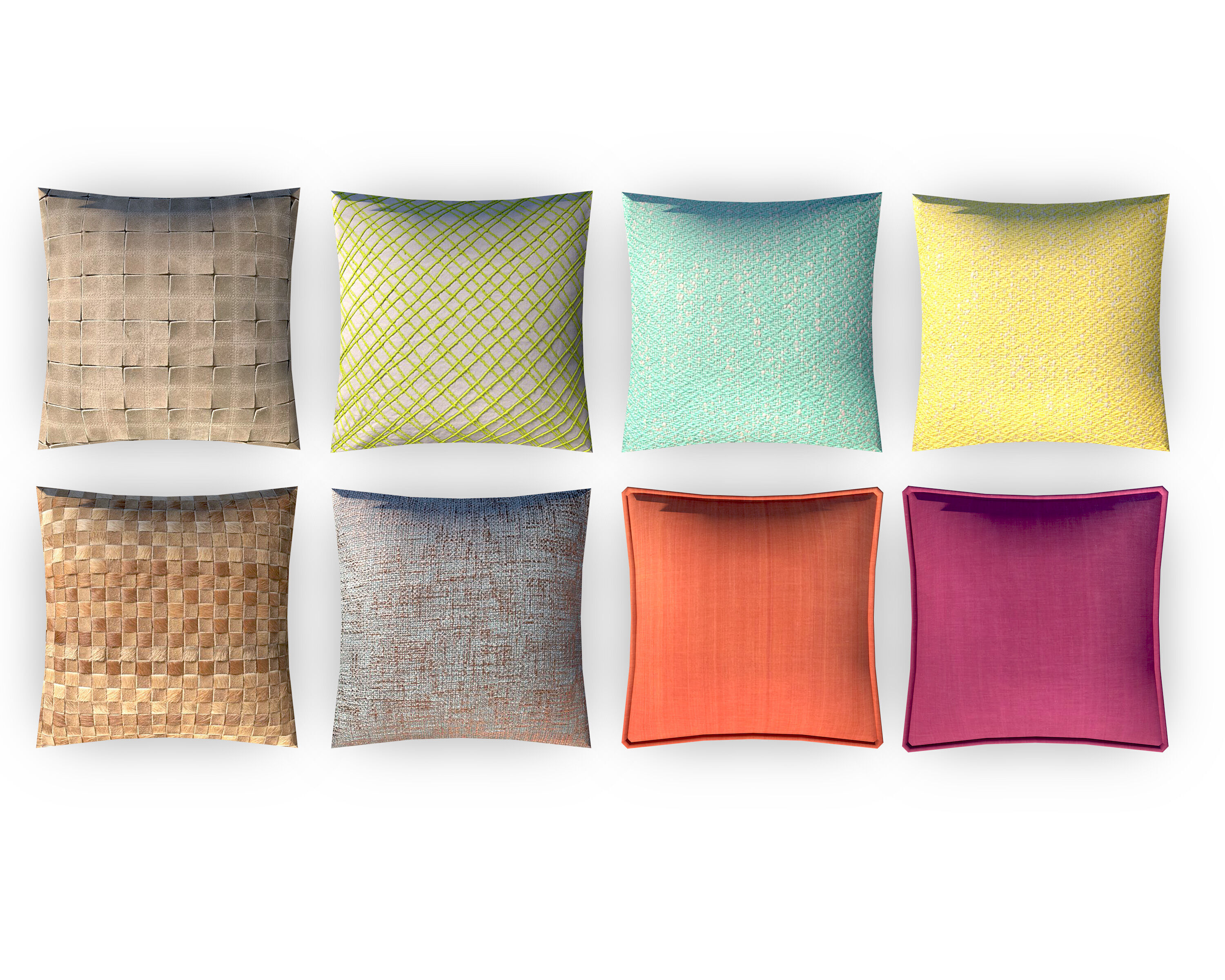 Fabric Pillow pack 8 Low-poly 3D model_1