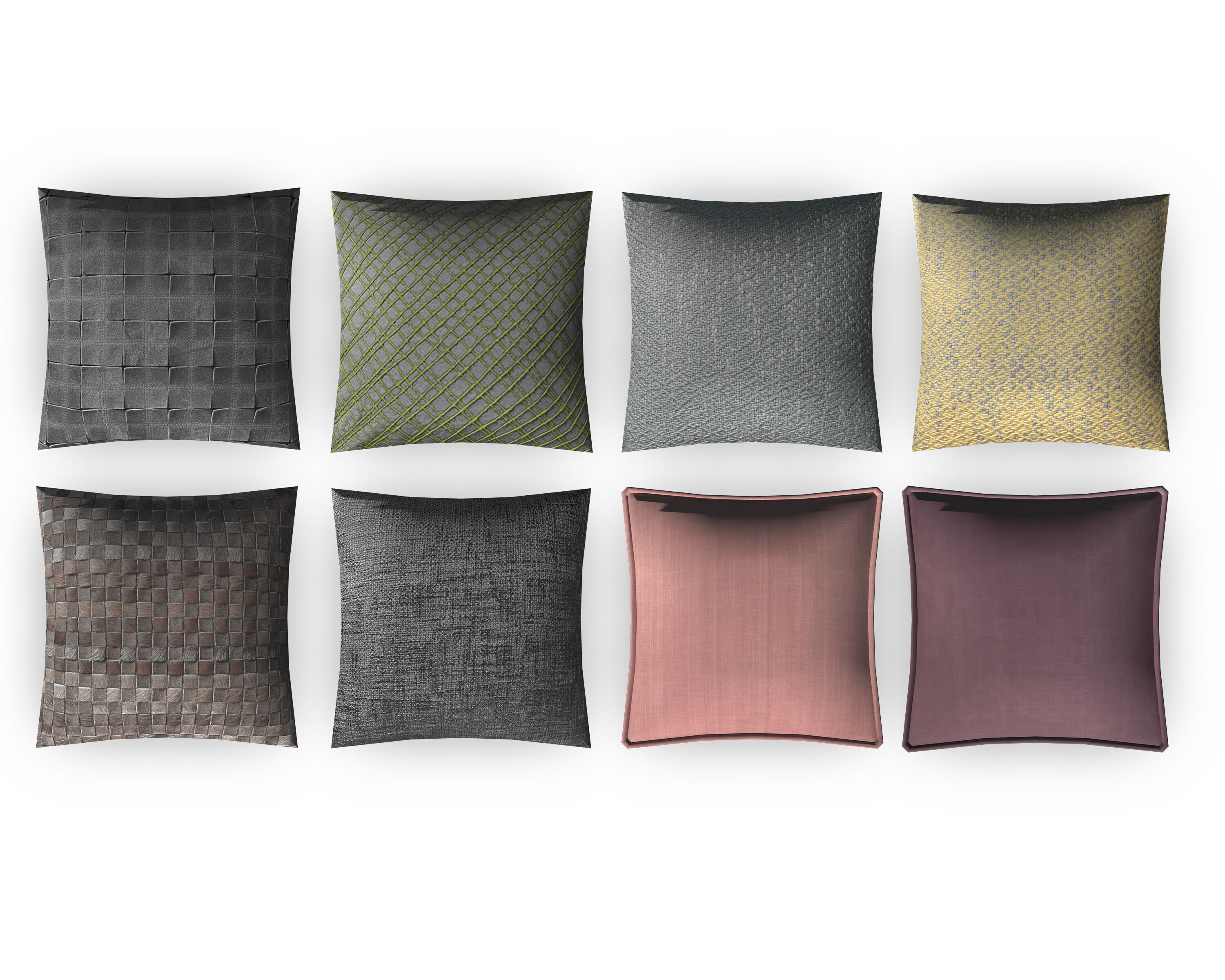 Fabric Pillow pack 8 Low-poly 3D model_3