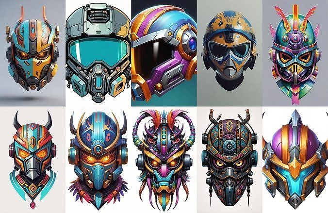 Helmet bundle 13 pack 100 obj Low-poly 3D model
