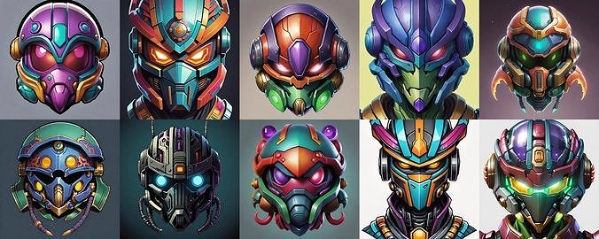 Helmet bundle 12 pack 100 obj Low-poly 3D model