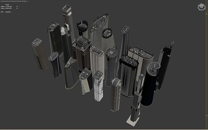 Building Skyscraper City Town Downtown Street Futuristic Utopia Low-poly 3D model 4