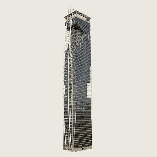 Building Skyscraper City Town Downtown Street Futuristic Utopia Low-poly 3D model 5