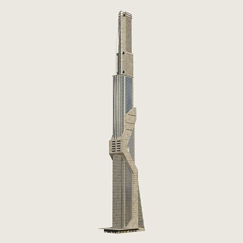 Building Skyscraper City Town Downtown Street Futuristic Utopia Low-poly 3D model 7