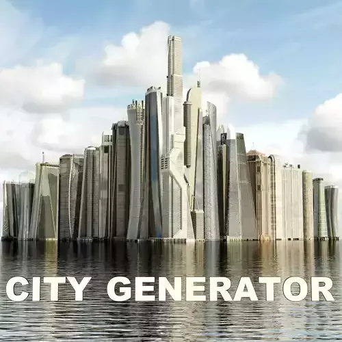 Building Skyscraper City Town Downtown Street Futuristic Utopia