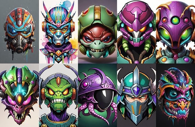 Helmet bundle 1 pack 100 obj Low-poly 3D model