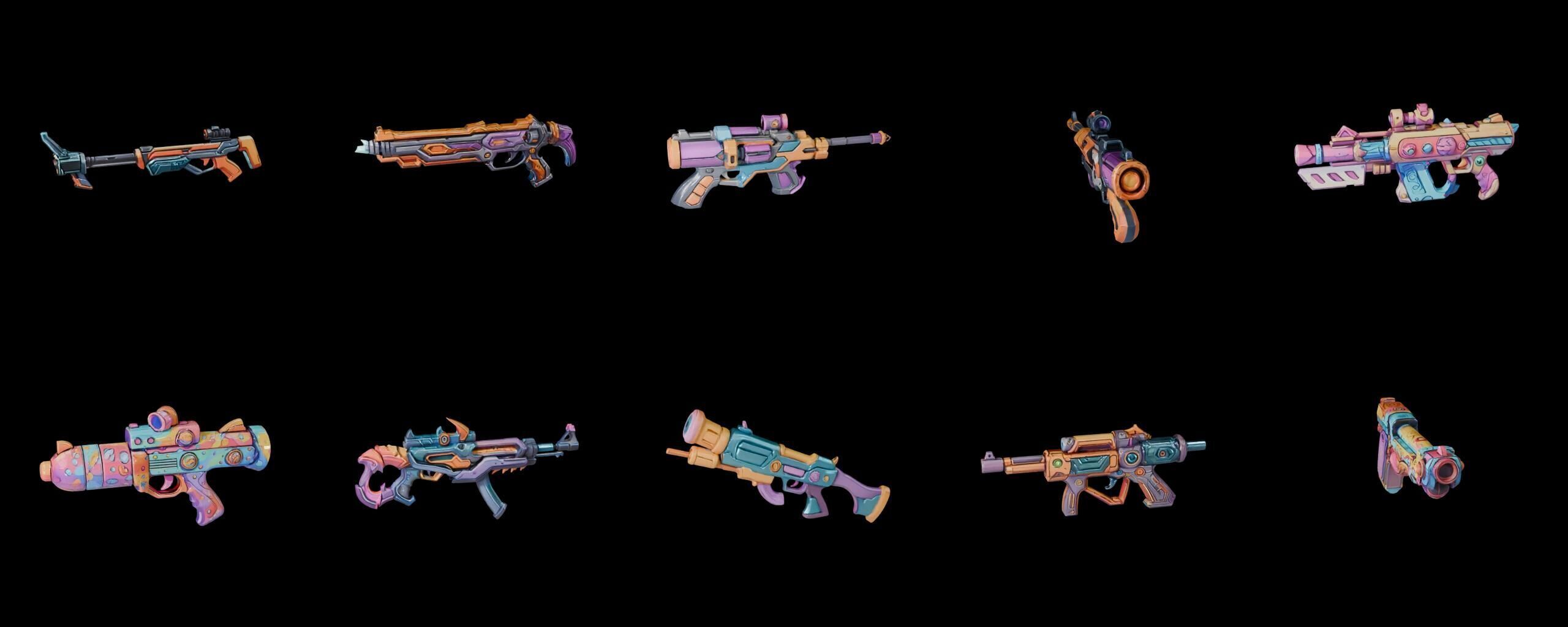 GunWeapon bundle 9 pack 100 fbx Low-poly 3D model_13