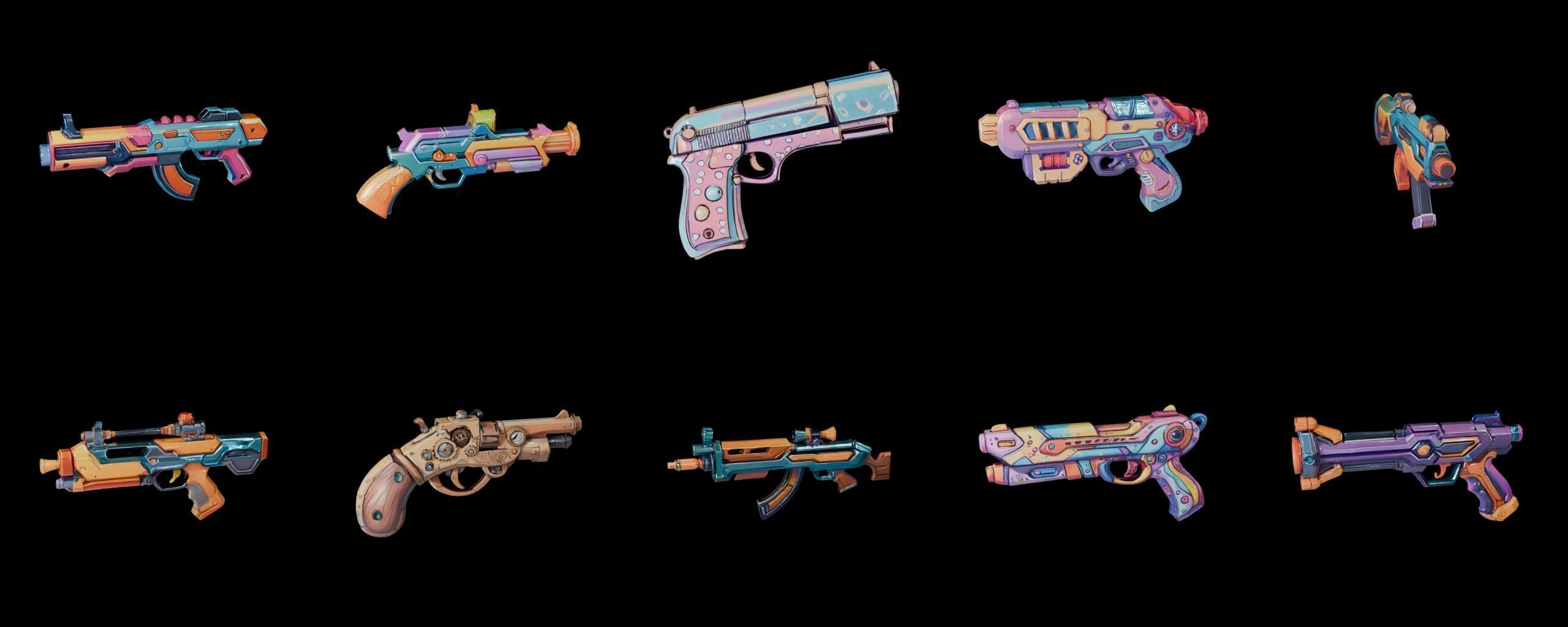 GunWeapon bundle 9 pack 100 fbx Low-poly 3D model_5