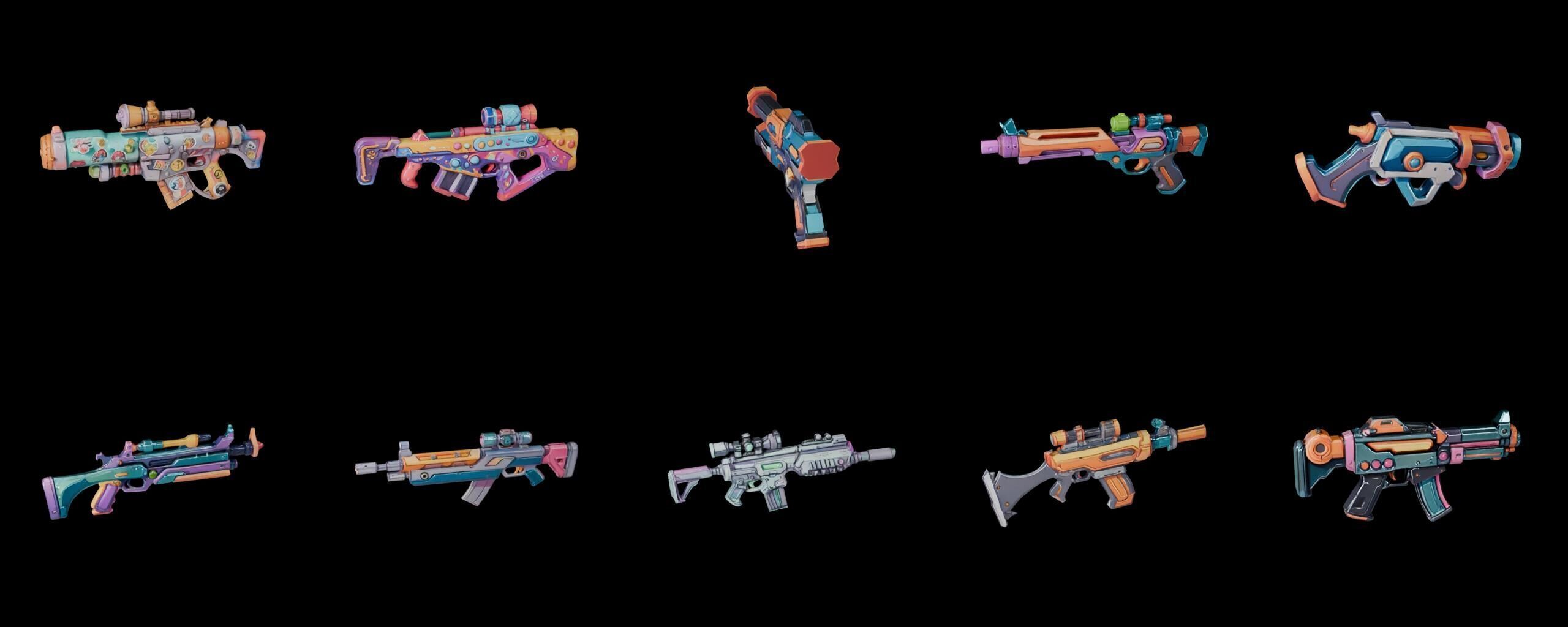 GunWeapon bundle 9 pack 100 fbx Low-poly 3D model_19