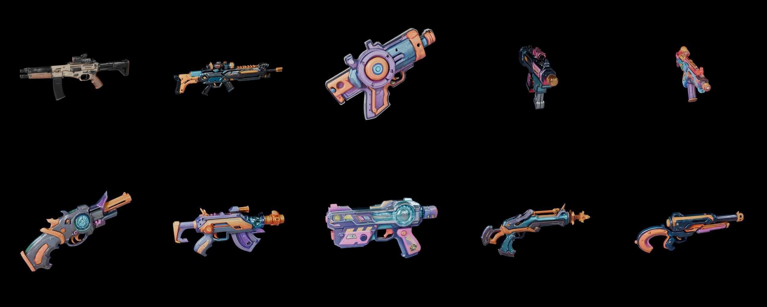 GunWeapon bundle 9 pack 100 fbx Low-poly 3D model_11
