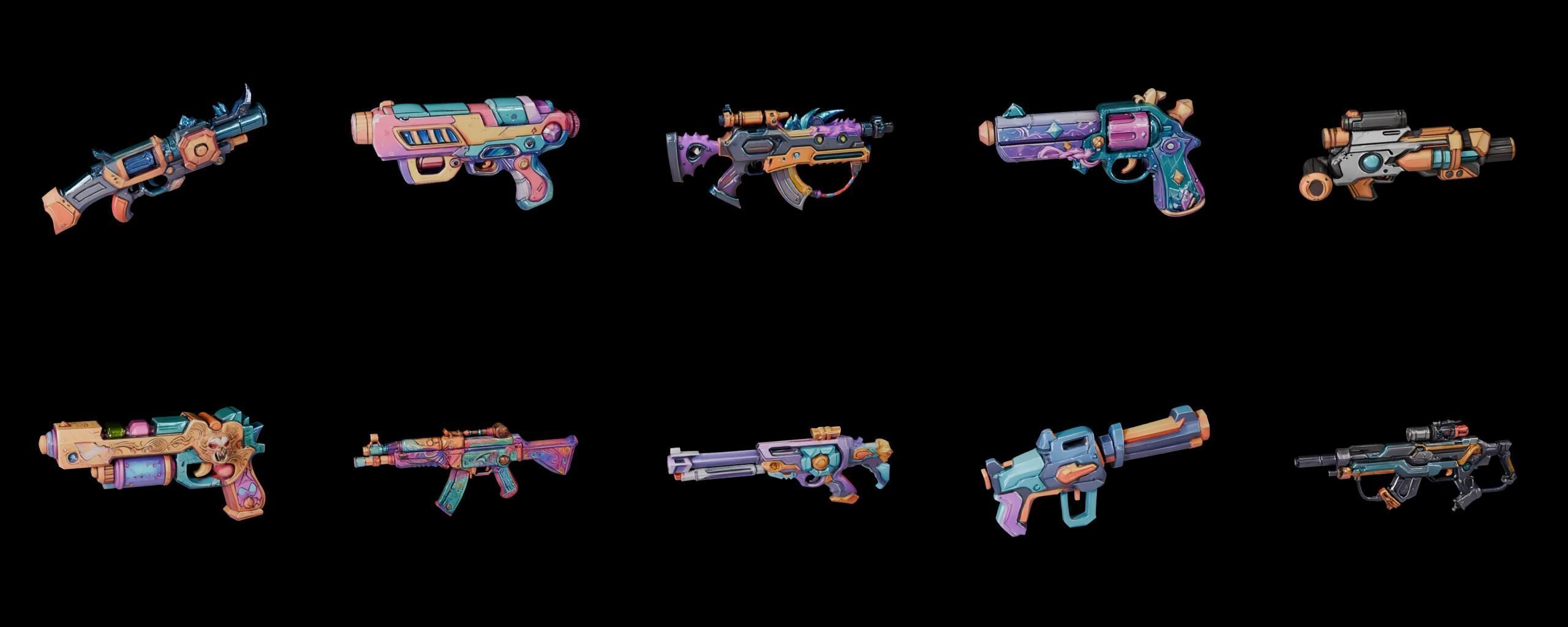 GunWeapon bundle 9 pack 100 fbx Low-poly 3D model_17