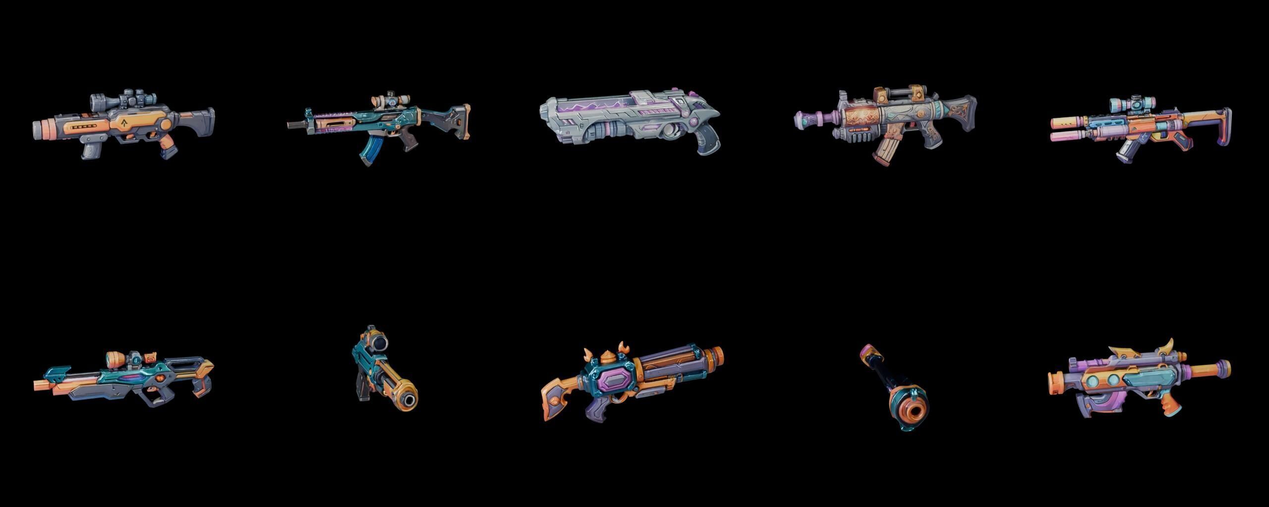 GunWeapon bundle 9 pack 100 fbx Low-poly 3D model_3