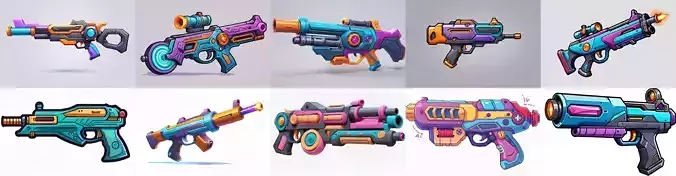 GunWeapon bundle 9 pack 100 fbx