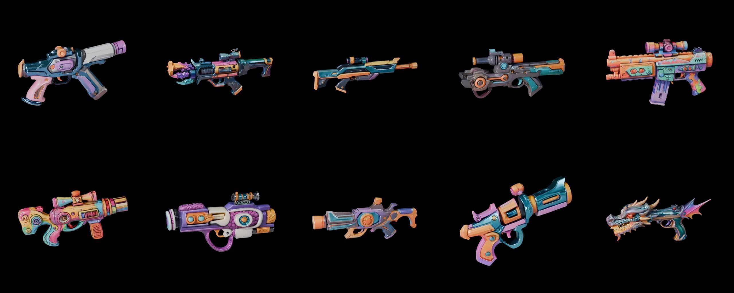 GunWeapon bundle 9 pack 100 fbx Low-poly 3D model_15