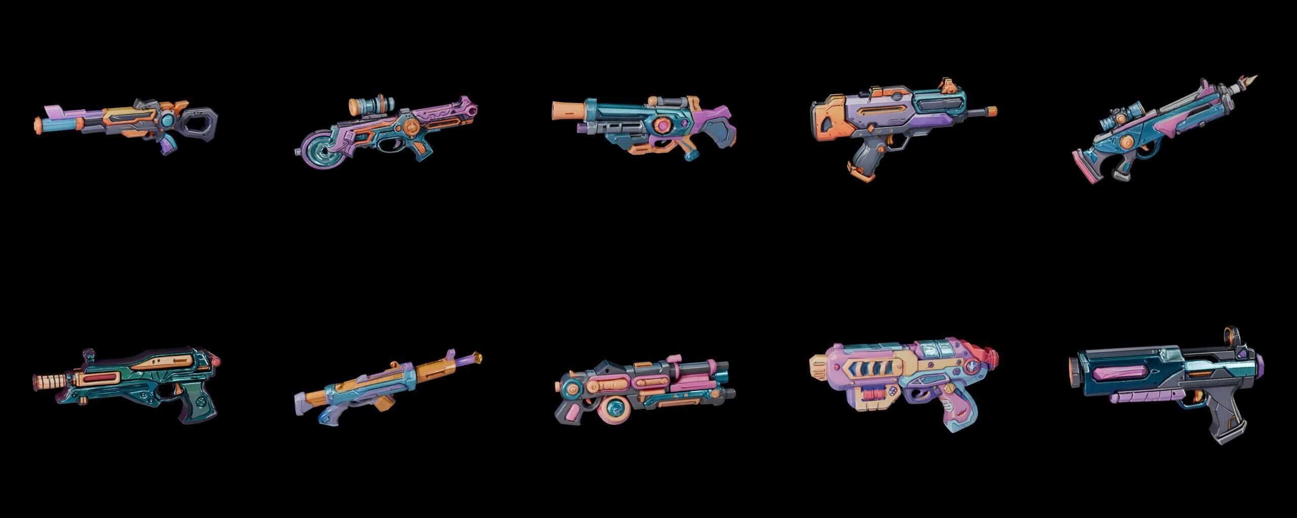 GunWeapon bundle 9 pack 100 fbx Low-poly 3D model_1