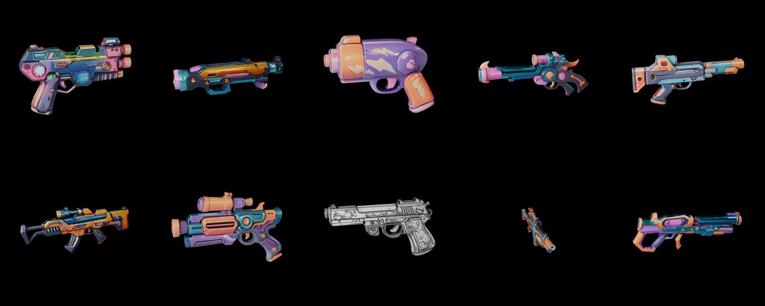GunWeapon bundle 9 pack 100 fbx Low-poly 3D model_9