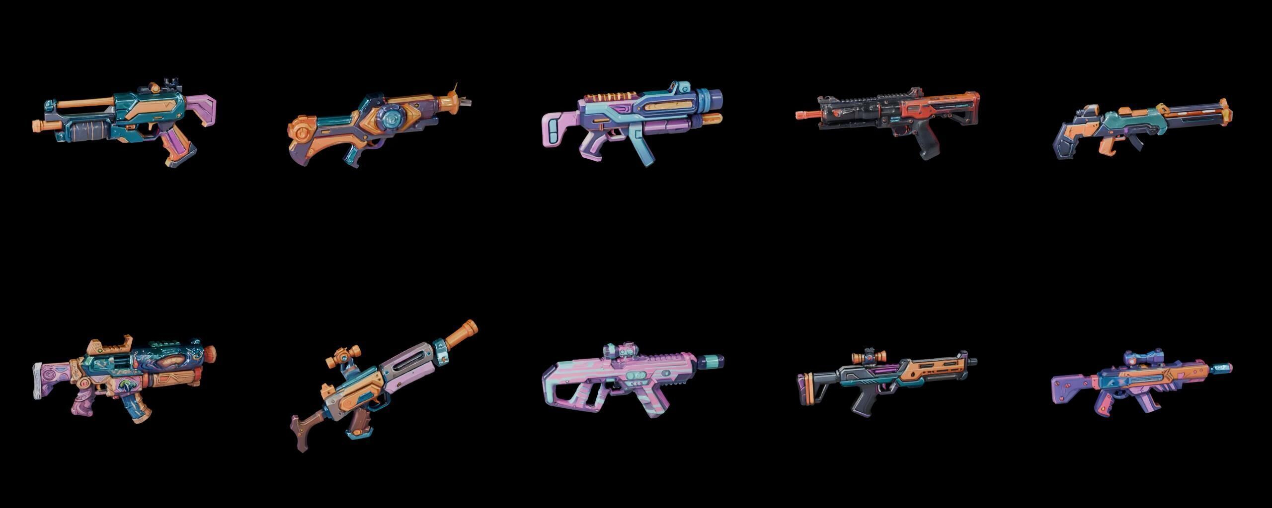 GunWeapon bundle 9 pack 100 fbx Low-poly 3D model_7