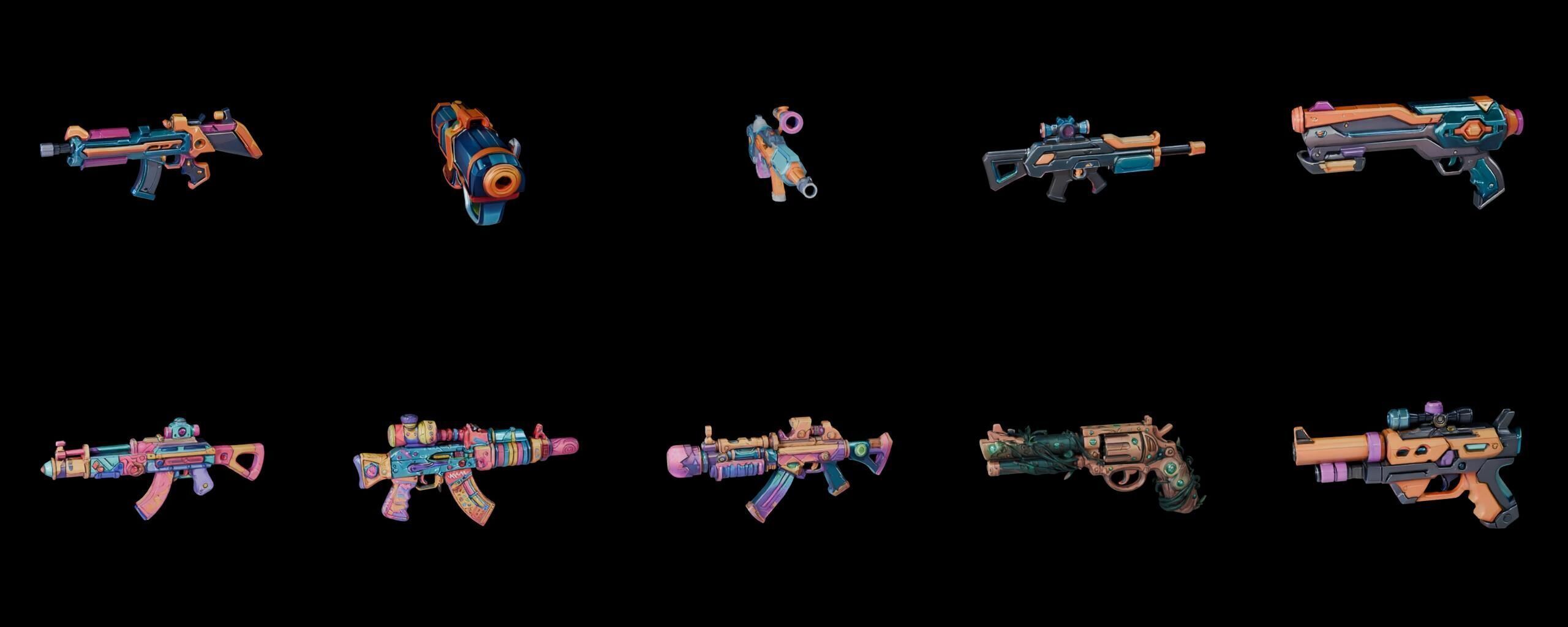 GunWeapon bundle 8 pack 100 fbx Low-poly 3D model_3