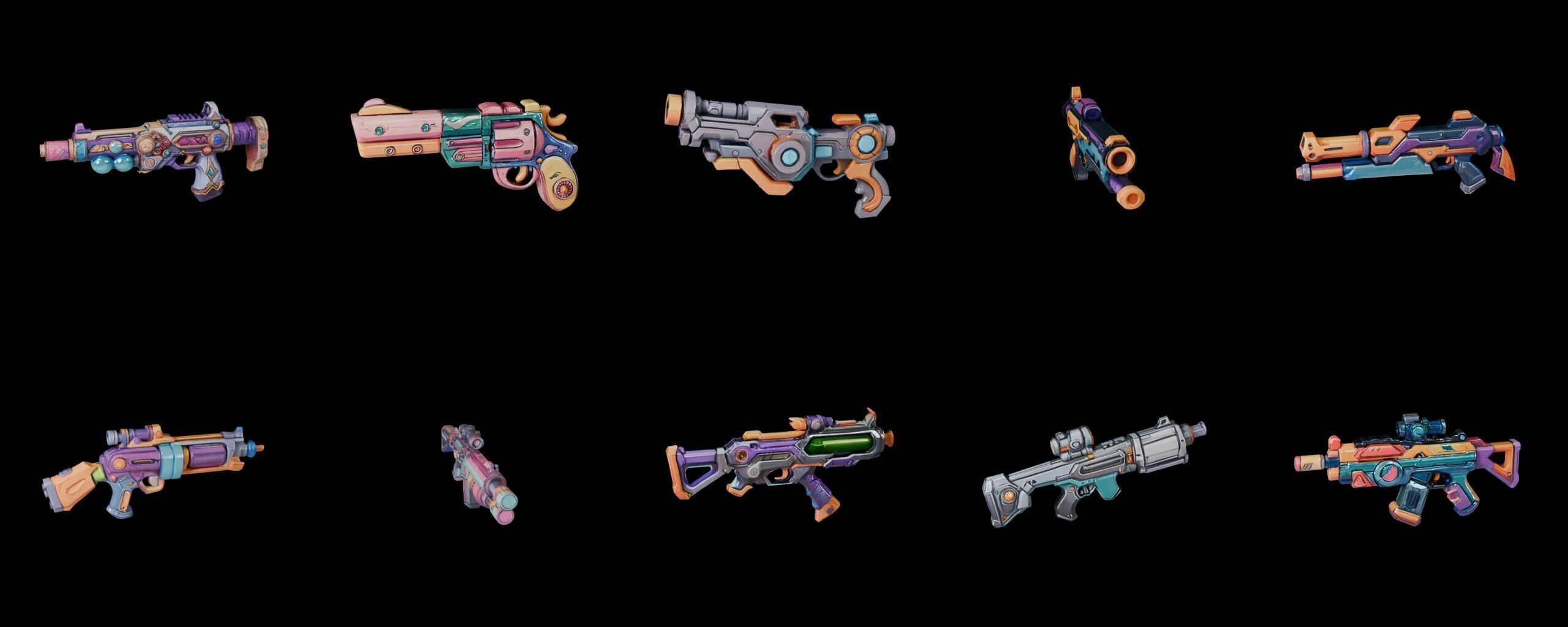 GunWeapon bundle 8 pack 100 fbx Low-poly 3D model_7