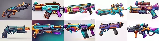 GunWeapon bundle 8 pack 100 fbx