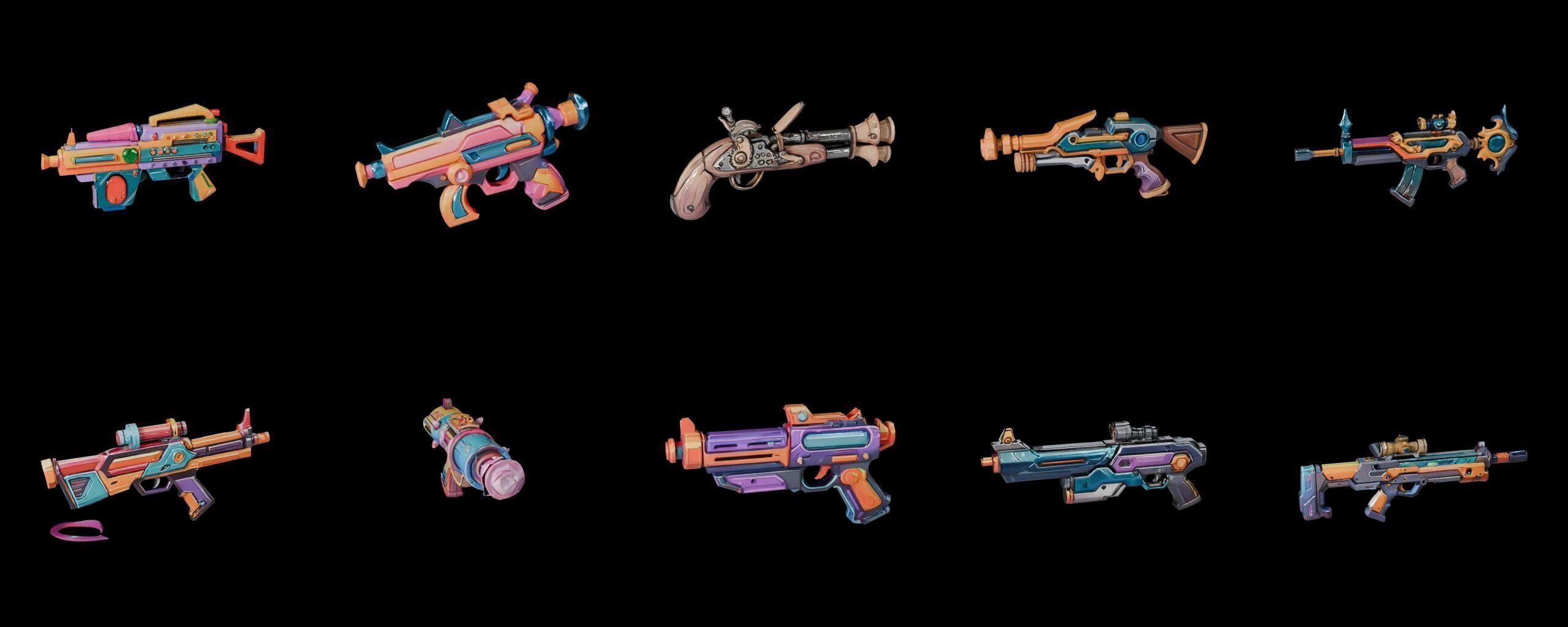 GunWeapon bundle 8 pack 100 fbx Low-poly 3D model_11