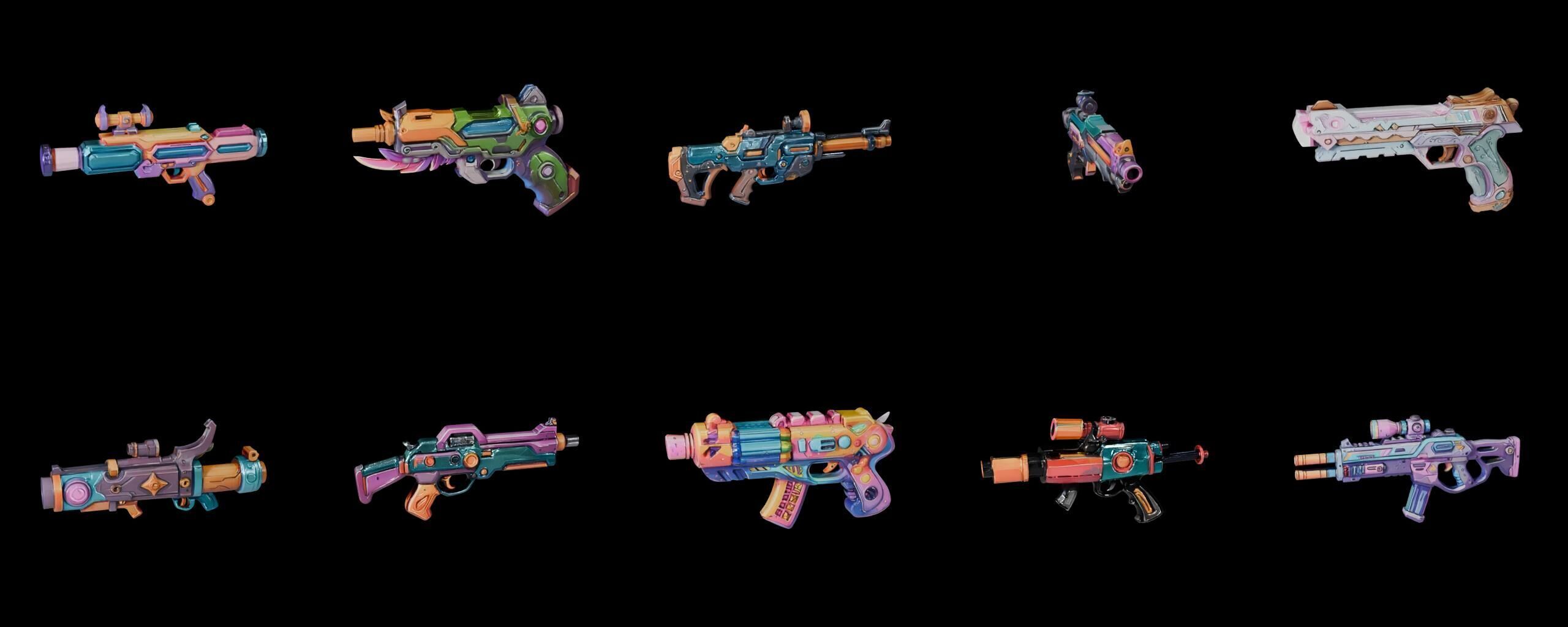 GunWeapon bundle 8 pack 100 fbx Low-poly 3D model_5
