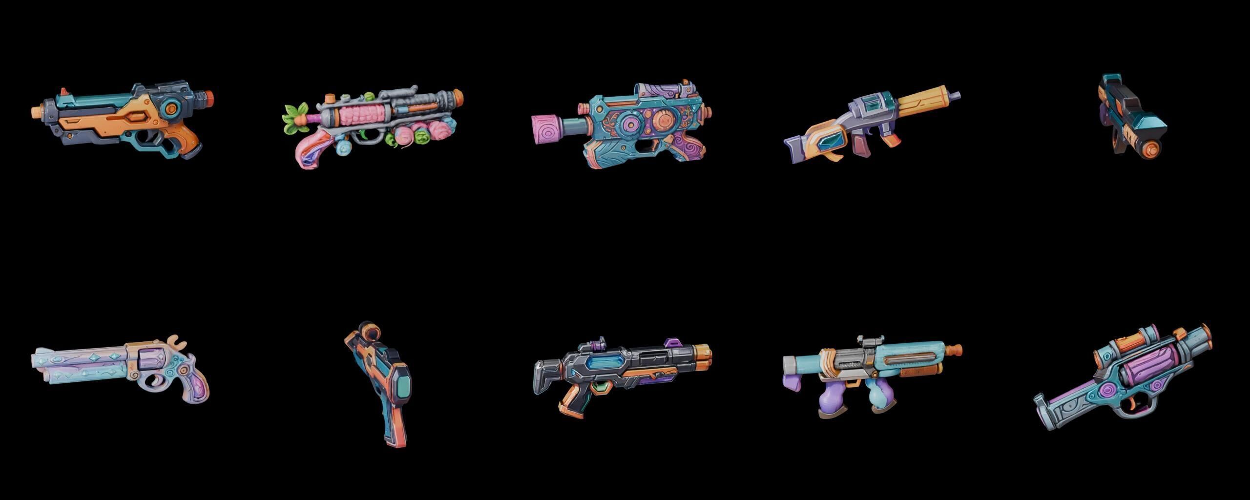 GunWeapon bundle 8 pack 100 fbx Low-poly 3D model_17