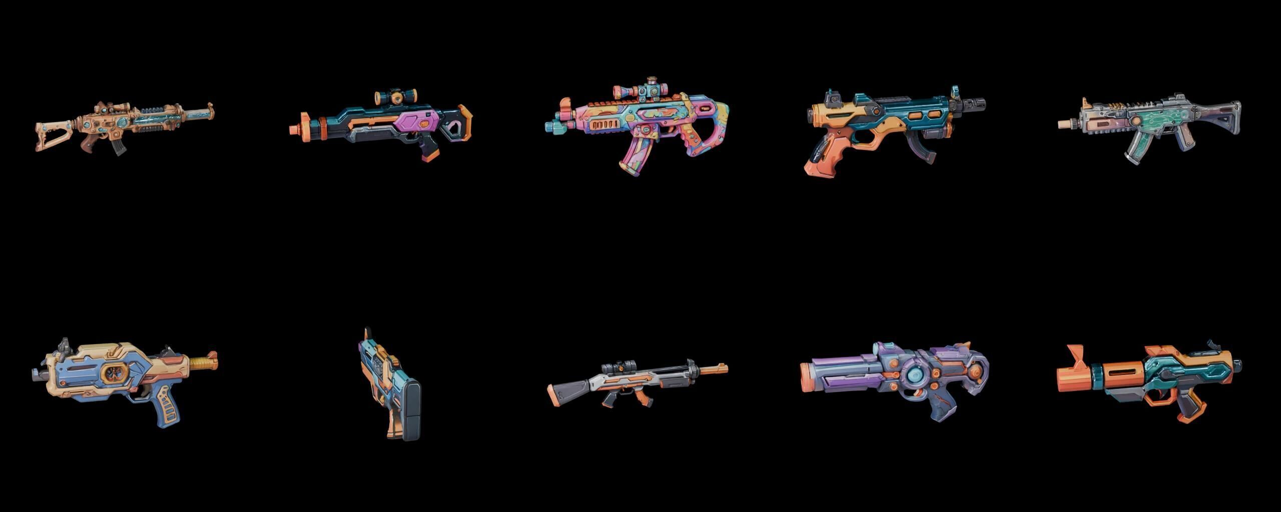 GunWeapon bundle 8 pack 100 fbx Low-poly 3D model_9