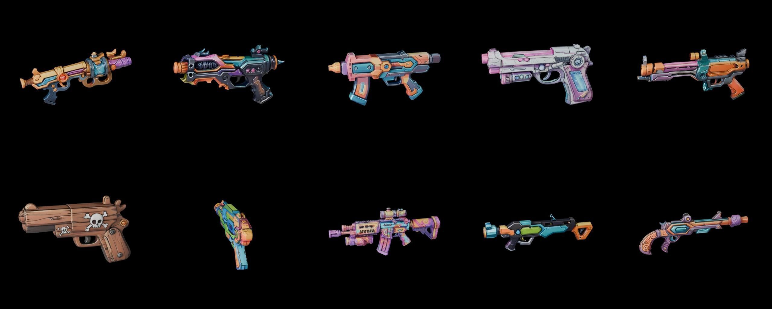 GunWeapon bundle 8 pack 100 fbx Low-poly 3D model_19