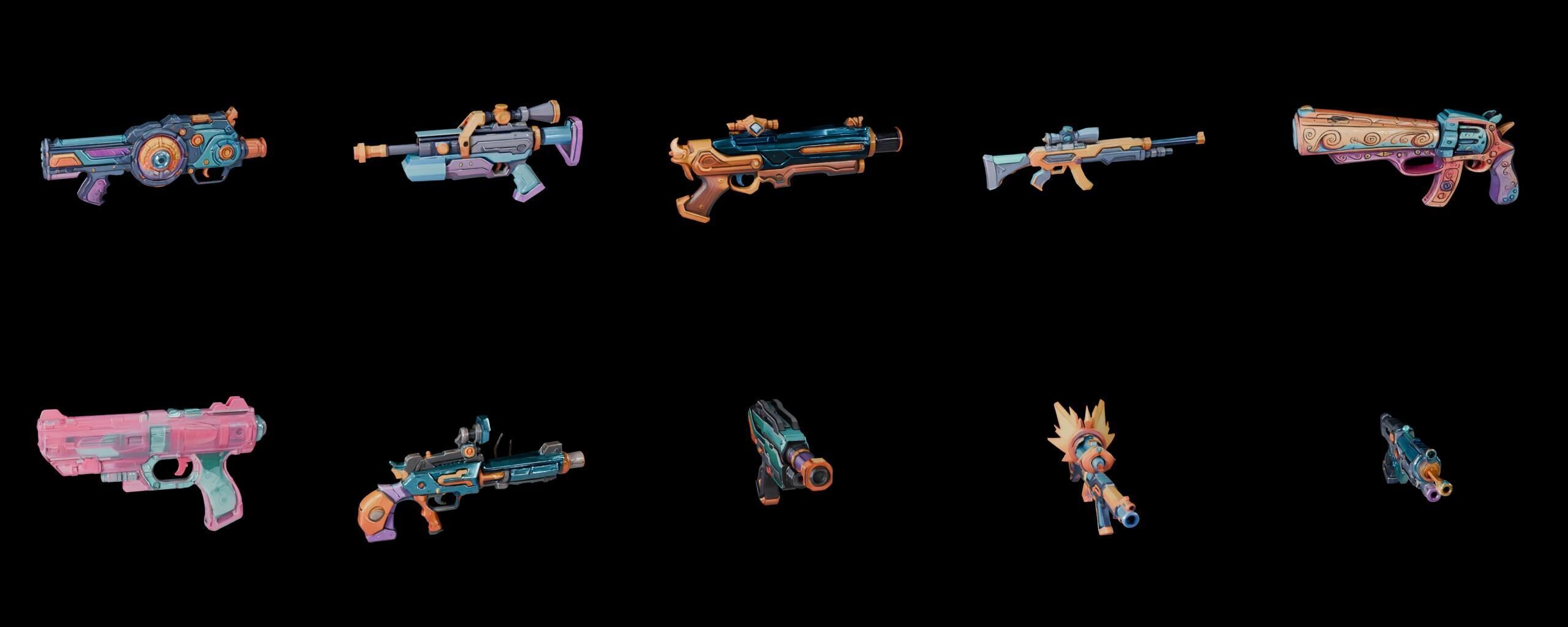 GunWeapon bundle 7 pack 100 fbx Low-poly 3D model_3