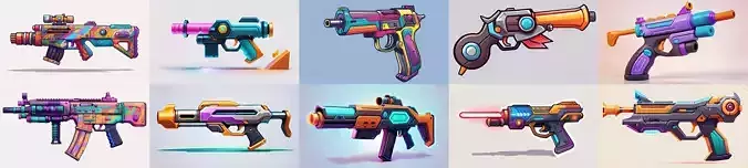 GunWeapon bundle 7 pack 100 fbx