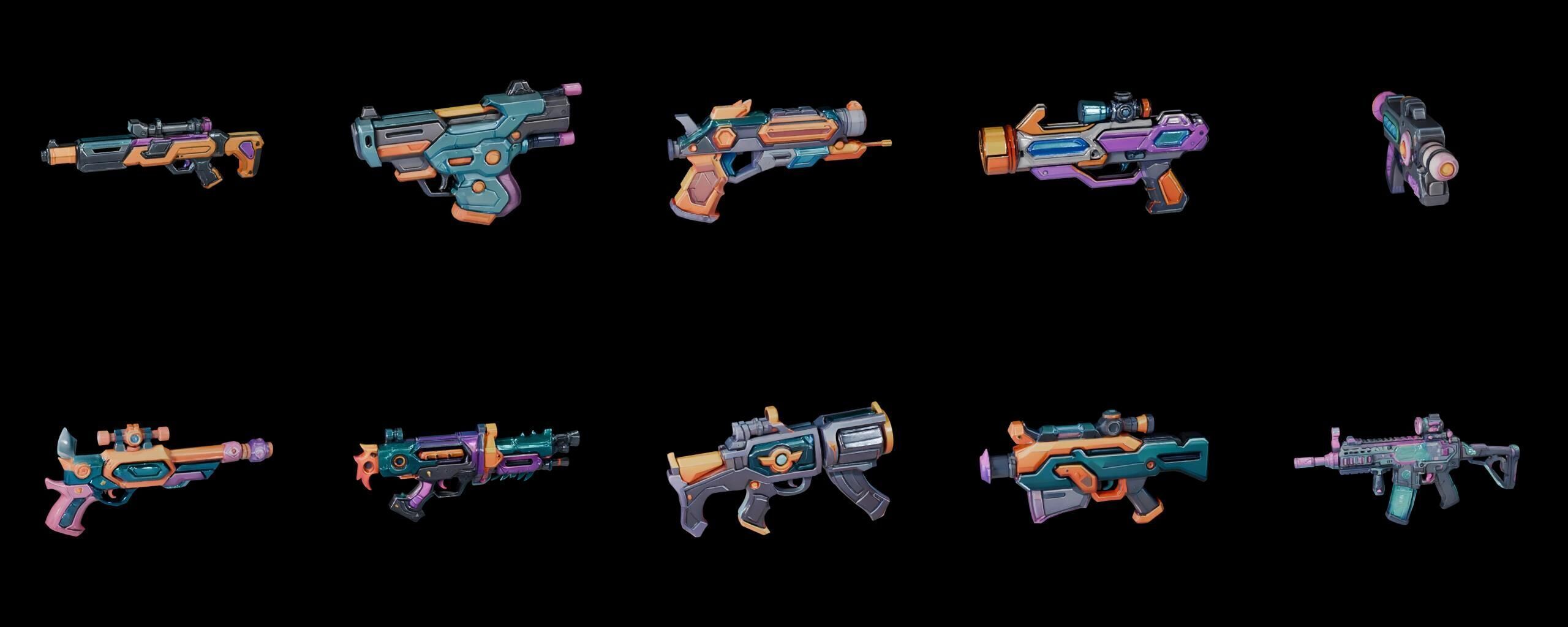 GunWeapon bundle 7 pack 100 fbx Low-poly 3D model_15