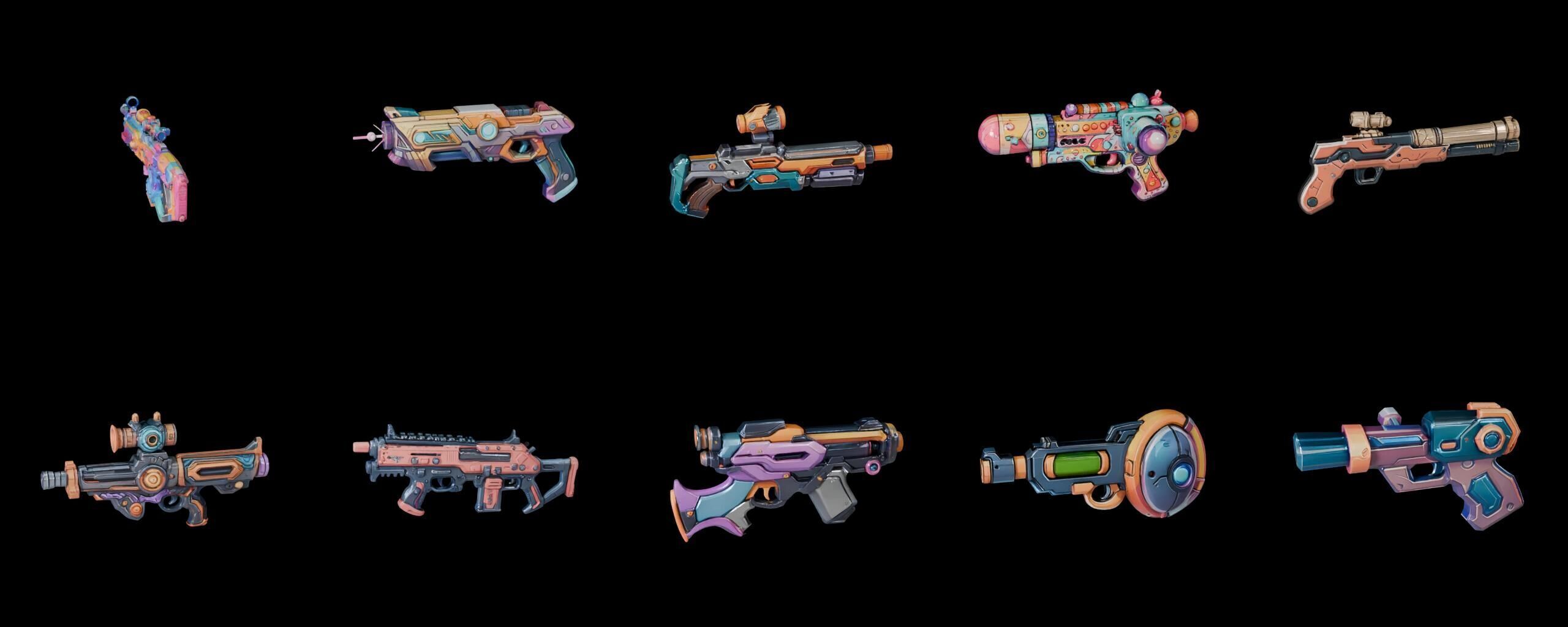 GunWeapon bundle 7 pack 100 fbx Low-poly 3D model_11