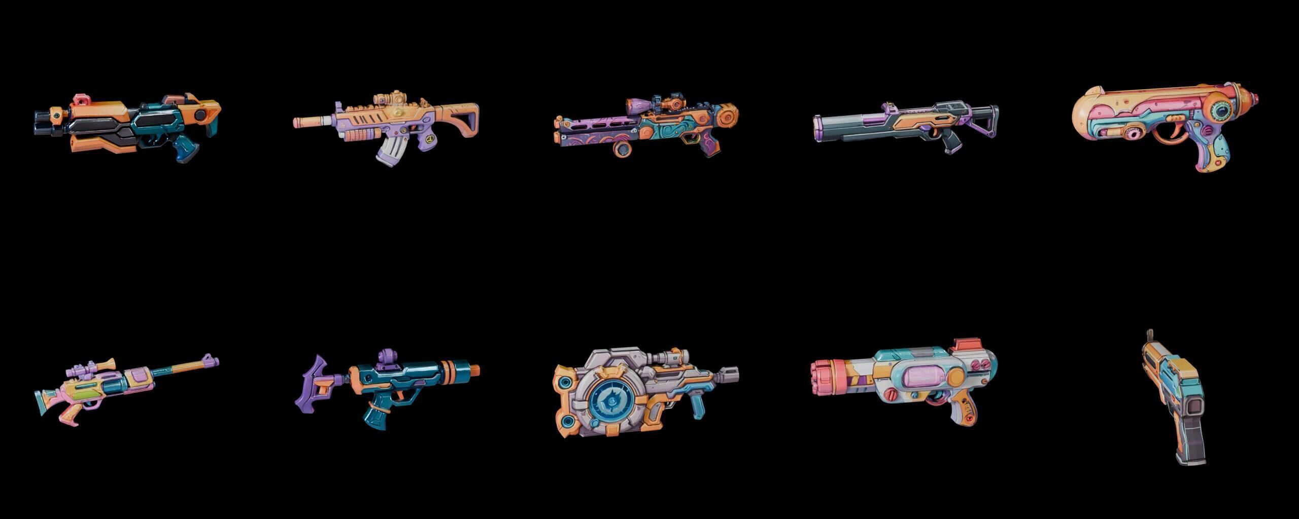 GunWeapon bundle 7 pack 100 fbx Low-poly 3D model_19