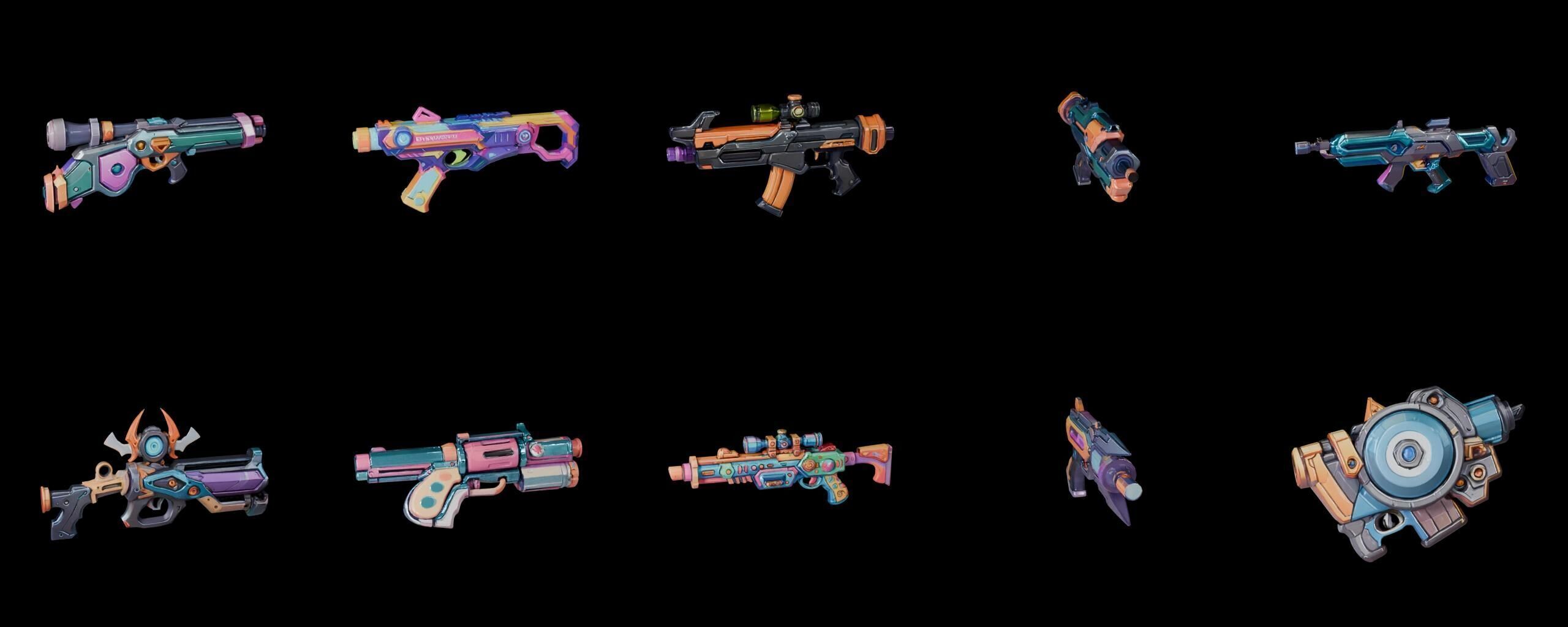 GunWeapon bundle 7 pack 100 fbx Low-poly 3D model_5