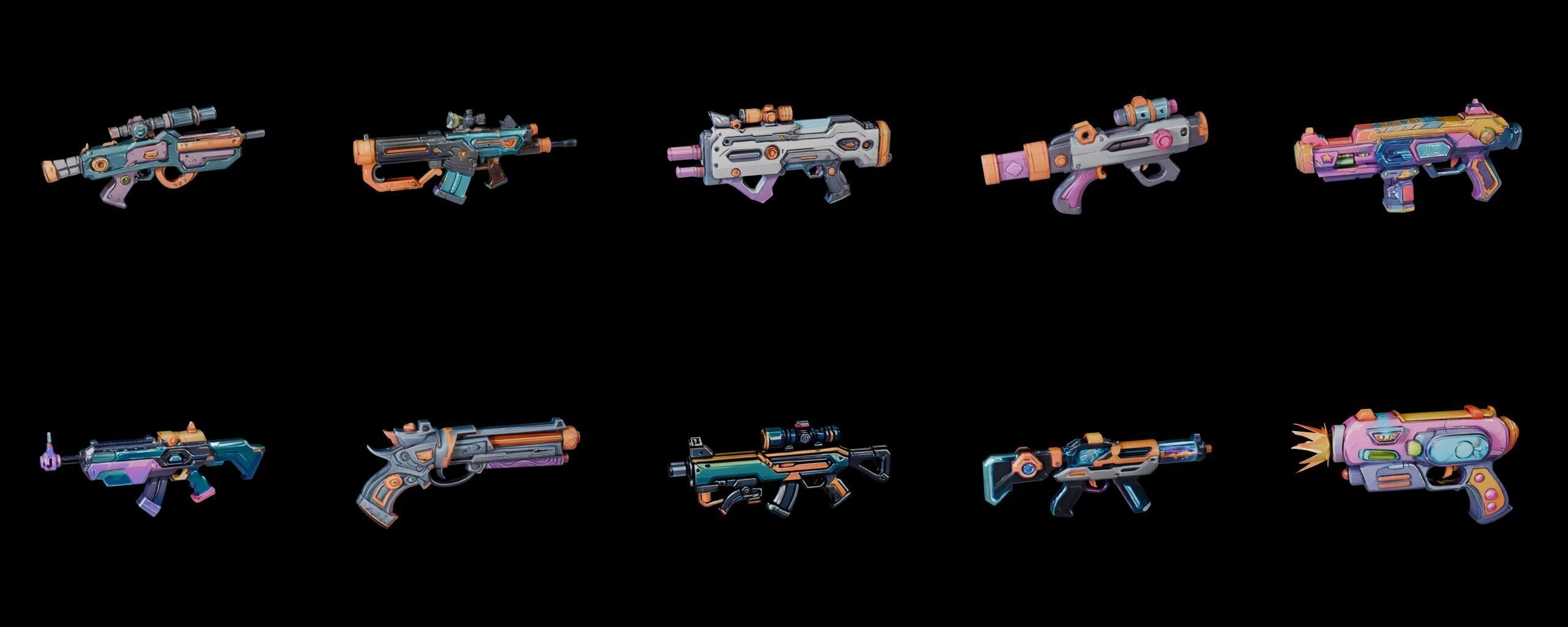 GunWeapon bundle 7 pack 100 fbx Low-poly 3D model_13