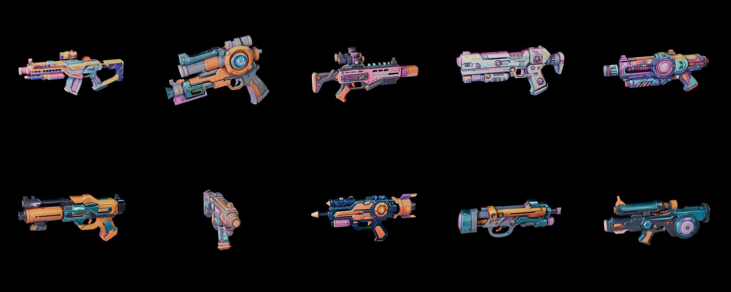 GunWeapon bundle 7 pack 100 fbx Low-poly 3D model_17